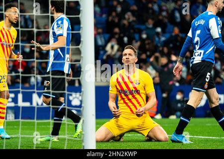 el Prat, Spagna, 13, Febbraio, 2022. Spagnolo la Liga: RCD Espanyol / FC Barcellona. Credit: Joan Gosa/Joan Gosa Credit: JGB/Alamy Live News Foto Stock