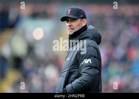 Burnley, Regno Unito. 13th Feb 2022. Il direttore di Liverpool Jurgen Klopp reagisce durante la partita della Premier League a Turf Moor, Burnley, Regno Unito. Data foto: Domenica 13 febbraio 2022. Photo credit should Read: Anthony Devlin Credit: Anthony Devlin/Alamy Live News Foto Stock