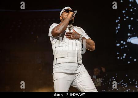 Sunrise, Stati Uniti. 12th Feb 2022. Jay Wayne Jenkins, noto con il suo nome di scena Jeezy si esibisce durante il tour Legendz of the Streetz Miami del 2022 alla FLA Live Arena. (Foto di Yaroslav Sabitov/SOPA Images/Sipa USA) Credit: Sipa USA/Alamy Live News Foto Stock