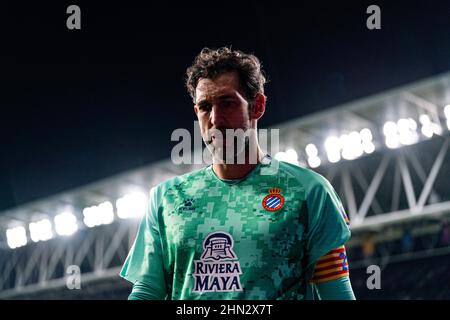 Barcellona, Spagna. 13th Feb 2022. Diego Lopez (RCD Espanyol) durante la partita di calcio la Liga tra RCD Espanyol e FC Barcelona, allo stadio Cornella-El Prat il 13 febbraio 2022 a Barcellona, Spagna. Foto: SIU Wu. Credit: dpa/Alamy Live News Foto Stock