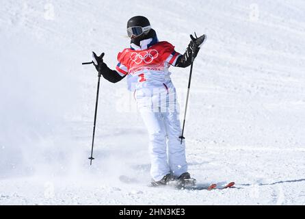 Zhangjiakou, Cina. 14th Feb 2022. Olimpiadi, sci freestyle, slopestyle, qualificazione, donne al Genting Snow Park, Tess Ledeux dalla Francia finisce. Credit: Angelika Warmuth/dpa/Alamy Live News Foto Stock