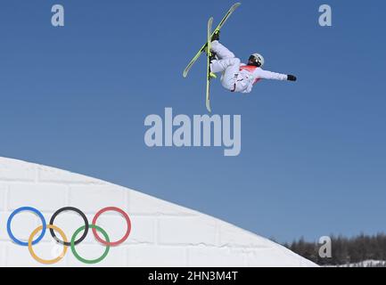 Zhangjiakou, Cina. 14th Feb 2022. Olympics, Ski Freestyle, Slopestyle, Qualification, Women at Genting Snow Park, Laura Wallner dall'Austria in azione. Credit: Angelika Warmuth/dpa/Alamy Live News Foto Stock