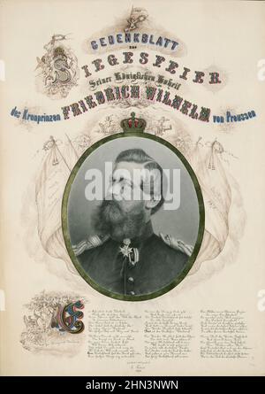 Scheda commemorativa per la celebrazione della vittoria di sua altezza reale, principe ereditario Friedrich Wilhelm di Prussia : Vivat! Viva Victoria! 1870 Fre Foto Stock