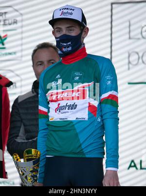 Mattias SKJELMOSE JENSEN di Trek - Segafredo durante il Tour de la Provence 2022, gara ciclistica tappa 3, Manosque - Montagne de Lure (169,1 km) il 13 febbraio 2022 a Lure, Francia. Foto Laurent Lairys/ABACAPRESS.COM Foto Stock