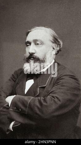 Ritratto di Léon Gambetta. 1880 Leon Michel Gambetta (1838 - 1882) - politico repubblicano francese, primo Ministro e Ministro degli affari esteri di F. Foto Stock