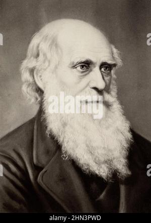 Ritratto di Charles Darwin. 1883. Di Ernst Hader, (1866–1910). Charles Robert Darwin FRS FRGS FLS FZS (1809 – 1882) è stato un naturalista inglese, geolog Foto Stock