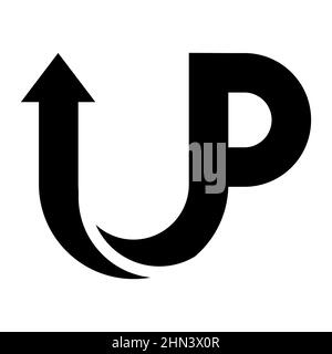 Up lettera u e p logo modello di avvio concetto freccia su aumento altezze successo Illustrazione Vettoriale