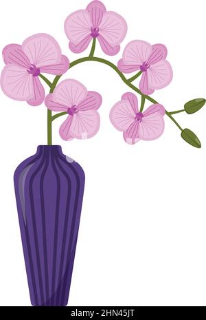 Orchidea rosa chiaro in vaso, illustrazione vettoriale Illustrazione Vettoriale