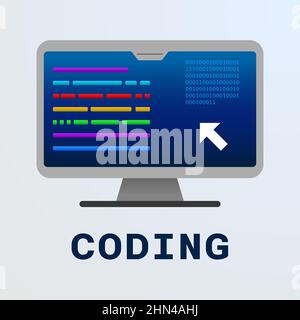 Monitor del calcolatore con codice di programmazione Illustrazione Vettoriale