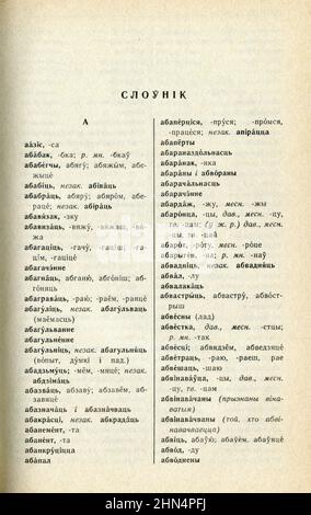 Ortografia dizionario bielorusso di Loban e Rudnik, pubblicato per la prima volta nel 1990 in URSS. Foto Stock