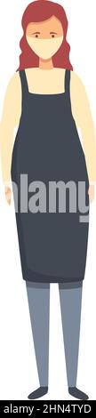 Donna barista in maschera icona cartoon vettore. Sicurezza. Sanità medica Illustrazione Vettoriale