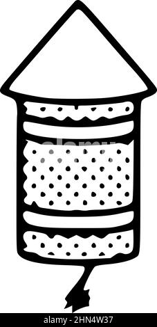 Icona del doodle del razzo isolato su sfondo bianco Illustrazione Vettoriale
