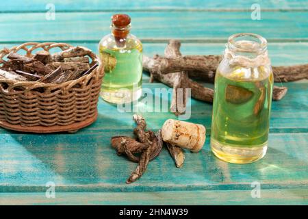 Valeriana officinalis - olio essenziale Valeriana pianta medicinale Foto Stock