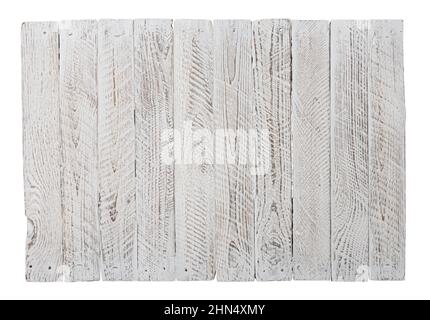 Vintage vecchia texture di legno bianco isolato su bianco Foto Stock