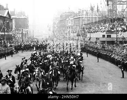 Edward VII Coronation Procession, Londra nel 1902 Foto Stock