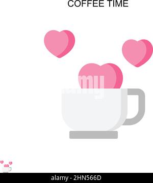 Icona vettore semplice tempo caffè. Modello di disegno del simbolo di illustrazione per l'elemento dell'interfaccia utente mobile Web. Illustrazione Vettoriale