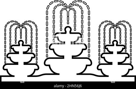 Fontana flusso contorno linea icona colore nero vettore illustrazione immagine sottile stile piatto semplice Illustrazione Vettoriale