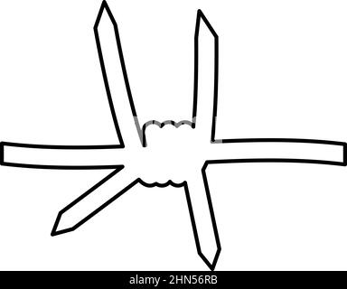 Filo spinato contorno linea icona colore nero vettore illustrazione immagine sottile piatto stile semplice Illustrazione Vettoriale