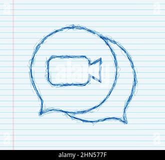 Videochiamata in arrivo sul laptop. Computer portatile con chiamata in arrivo, immagine del profilo uomo e pulsanti Accetta rifiuto. Icona schizzo. Illustrazione dello stock vettoriale Illustrazione Vettoriale