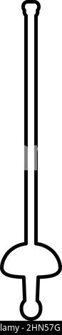 Rapier epee sciabola scherma vecchia arma a corpo fredda per lo sport o duello silhouette contorno linea icona colore nero vettore illustrazione Illustrazione Vettoriale
