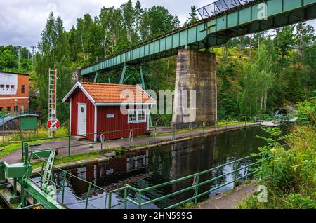 Canale di Dalsland e acquedotto a Haverud, Dalsland, Västra Götalands Län, Svezia: La casa dell'acquedotto di Haverud. Foto Stock