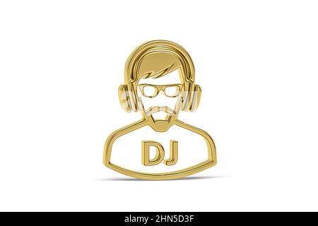 Icona Golden 3D DJ isolato su sfondo bianco - rendering 3D Foto Stock