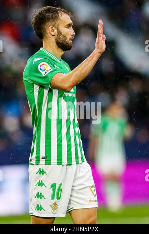 Tedesco Pezzella di Real Betis durante il campionato spagnolo la Liga partita di calcio tra Levante UD e Real Betis Balompie il 13 febbraio 2022 allo stadio Ciutat de Valencia a Valencia, Spagna - Foto: Ivan Terron/DPPI/LiveMedia Foto Stock