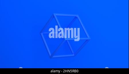 Abstract 3D Render Wire Cube con sfondo semplice forma geometrica 8K risoluzione Foto Stock