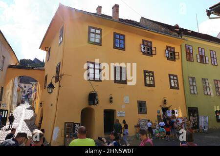 6 2021 settembre - Sighisoara, Schäßburg, Romania: La Casa di Vlad Dracul in Transilvania Foto Stock