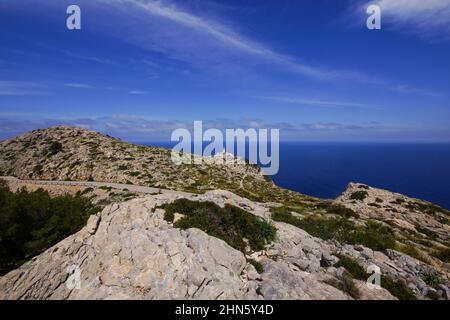 Far de Formentor, faro di Cap de Formentor, Maiorca, Spagna Foto Stock