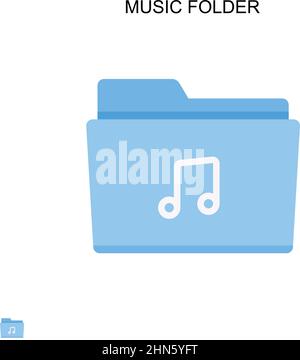 Cartella Musica icona vettoriale semplice. Modello di disegno del simbolo di illustrazione per l'elemento dell'interfaccia utente mobile Web. Illustrazione Vettoriale