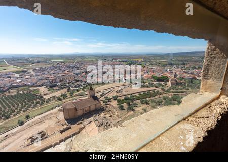 Vista panoramica dal castello di Medellín, Badajoz, Spagna Foto Stock