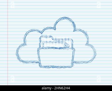 File stile di schizzo cloud, grande design per qualsiasi scopo. Infografica astratta. Tecnologia Internet. Banner Web Illustrazione Vettoriale