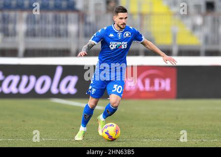 Empoli, Italia. 13th Feb 2022. Petar Stojanovic (Empoli FC) durante Empoli FC vs Cagliari Calcio, Campionato italiano di calcio A match a Empoli, Italia, Febbraio 13 2022 Credit: Independent Photo Agency/Alamy Live News Foto Stock