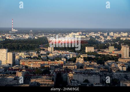 Veduta aerea dello Stadio Nazionale di Varsavia (Stadion Narodowy) - Varsavia, Polonia Foto Stock