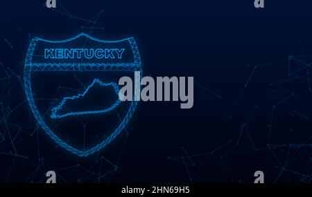 Plexus icona mappa dello stato del Kentucky dallo stato unito di america. Illustrazione vettoriale Illustrazione Vettoriale