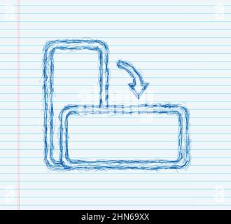 Icona di rotazione isolata dello smartphone. Icona di schizzo. Simbolo di rotazione del dispositivo. Accendere il dispositivo. Illustrazione vettoriale Illustrazione Vettoriale