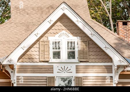 Dettaglio della parte superiore di una casa di Sag Harbor Foto Stock