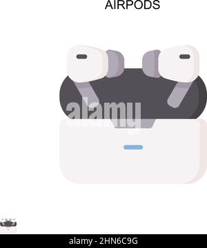 Icona vettore semplice Airpods. Modello di disegno del simbolo di illustrazione per l'elemento dell'interfaccia utente mobile Web. Illustrazione Vettoriale