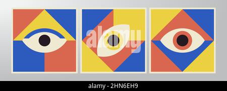Bauhaus eye geometry vettoriale illustrazioni decorative Collezione Abstract minimaliste componibile componibile art set templates Illustrazione Vettoriale