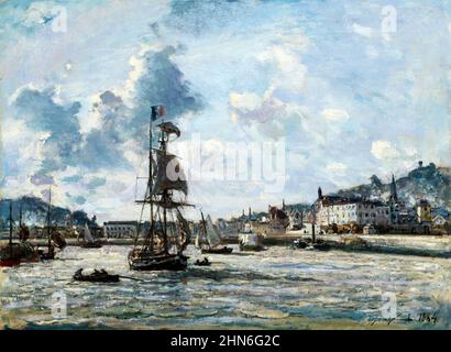 Johan Jongkind. Dipinto dal titolo 'ingresso al porto di Honfleur' dell'artista olandese Johan Barthold Jongkind (1819-1891), olio su tela, 1863/4 Foto Stock