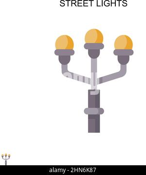 Luci di strada icona vettoriale semplice. Modello di disegno del simbolo di illustrazione per l'elemento dell'interfaccia utente mobile Web. Illustrazione Vettoriale