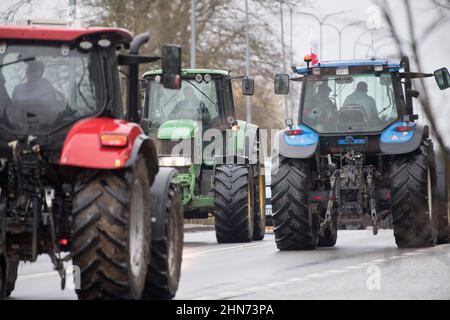 AGROUNIA protesta anti-governo degli agricoltori polacchi a Starogard Gdanski, Polonia. Febbraio 9th 2022 © Wojciech Strozyk / Alamy Stock Photo Foto Stock