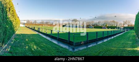 Heather Leicestershire 12 dicembre 2021:Una vista panoramica di un campo da calcio amatoriale St Johns Park nel Leicestershire Village di Heather in Foto Stock