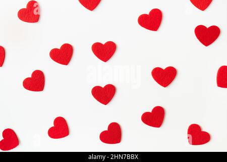 Lo sfondo che consiste di cuori rossi. Concetto di amore, biglietto d'auguri per San Valentino Foto Stock