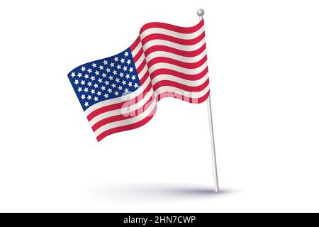 Allarme Vector American per il giorno della memoria o per il giorno dei veterani. Bandiera vintage degli Stati Uniti per il giorno della memoria, il giorno dei veterani o il 4 luglio. Illustrazione Vettoriale
