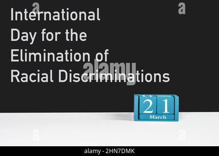 Il concetto che celebra la Giornata Internazionale per l'eliminazione delle discriminazioni razziali il 21 marzo. Foto Stock