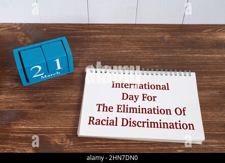 Il concetto che celebra la Giornata Internazionale per l'eliminazione delle discriminazioni razziali il 21 marzo. Foto Stock