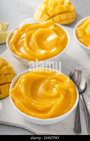 Gelato al mango o panna, dessert al mango congelato Foto Stock