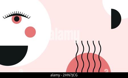 Forme geometriche e simboli su sfondo rosa chiaro Illustrazione Vettoriale